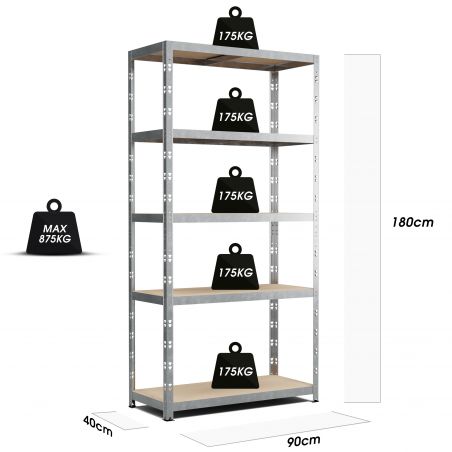 Etagère Charges Lourdes -180x90x40cm Gris Etagère Charges Lourdes -180x90x40cm Gris