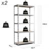 Lot de 2 Etagères Charges Lourdes 180x90x40cm - Gris Lot de 2 Etagères Charges Lourdes 180x90x40cm - Gris
