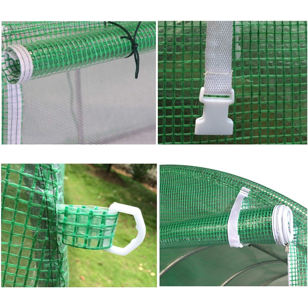 Serre de Jardin Tunnel 7m² - bache armée - avec fenêtres latérales et porte zipée Surface