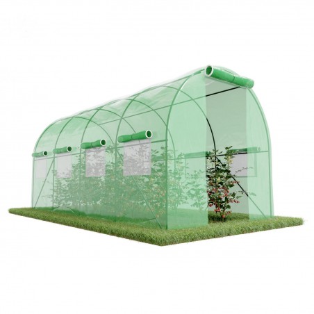 Serre de Jardin Tunnel 8m² - bache armée - avec fenêtres latérales et porte zipée Surface Serre de Jardin Tunnel 8m² - bache armée - avec fenêtres latérales et porte zipée Surface