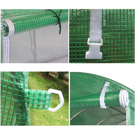 Serre de Jardin Tunnel 8m² - bache armée - avec fenêtres latérales et porte zipée Surface Serre de Jardin Tunnel 8m² - bache armée - avec fenêtres latérales et porte zipée Surface