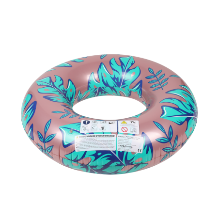 Bouée Gonflable Ronde XXL pour Piscine & Plage Ultra Confort, Flotteur Deluxe - Plantes Tropicales ø130cm