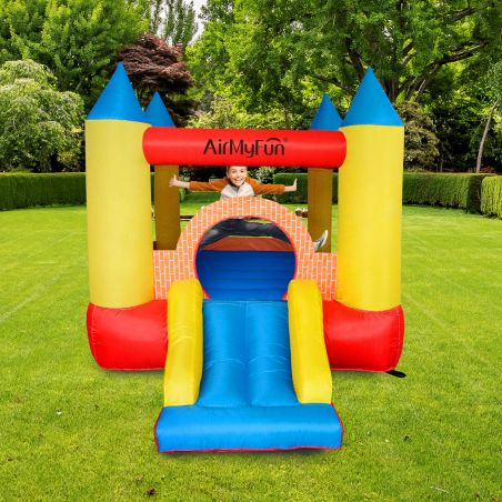 Château gonflable Hula Hoop - 2,8m - aire de jeux avec toboggan - souffleur et sac de rangement inclus