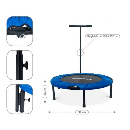 Trampoline fitness pliable 90 cm poignée réglable en hauteur en forme de T