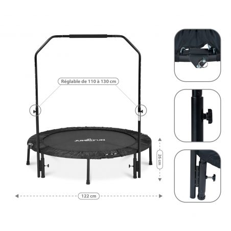 Trampoline 122cm Fitness Pliable Double-Bar