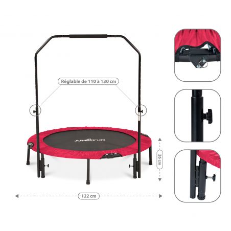 Trampoline 122cm Fitness Pliable Double-Bar