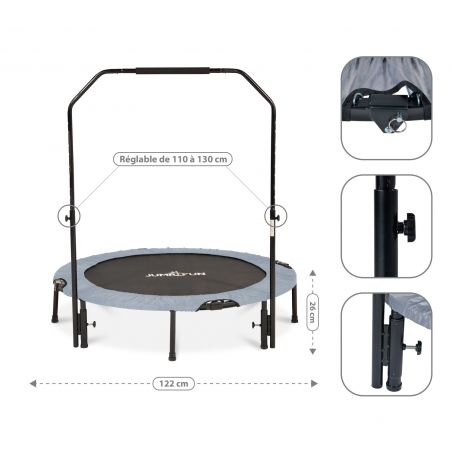 Trampoline 122cm Fitness Pliable Double-Bar