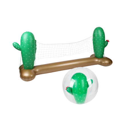 Filet de volley Gonflable et Flottant + Ballon Gonflable pour Piscine & Plage - Pack Sport Cactus