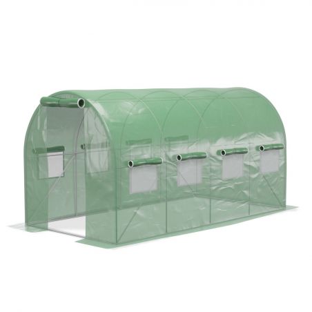 Serre de Jardin Tunnel 8m² - bache armée - avec fenêtres latérales et porte zipée Surface Serre de Jardin Tunnel 8m² - bache armée - avec fenêtres latérales et porte zipée Surface
