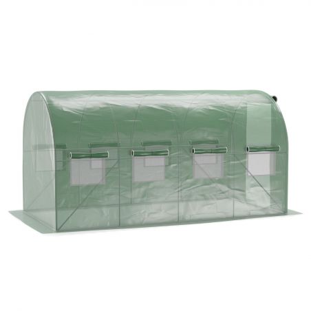 Serre de Jardin Tunnel 8m² - bache armée - avec fenêtres latérales et porte zipée Surface Serre de Jardin Tunnel 8m² - bache armée - avec fenêtres latérales et porte zipée Surface