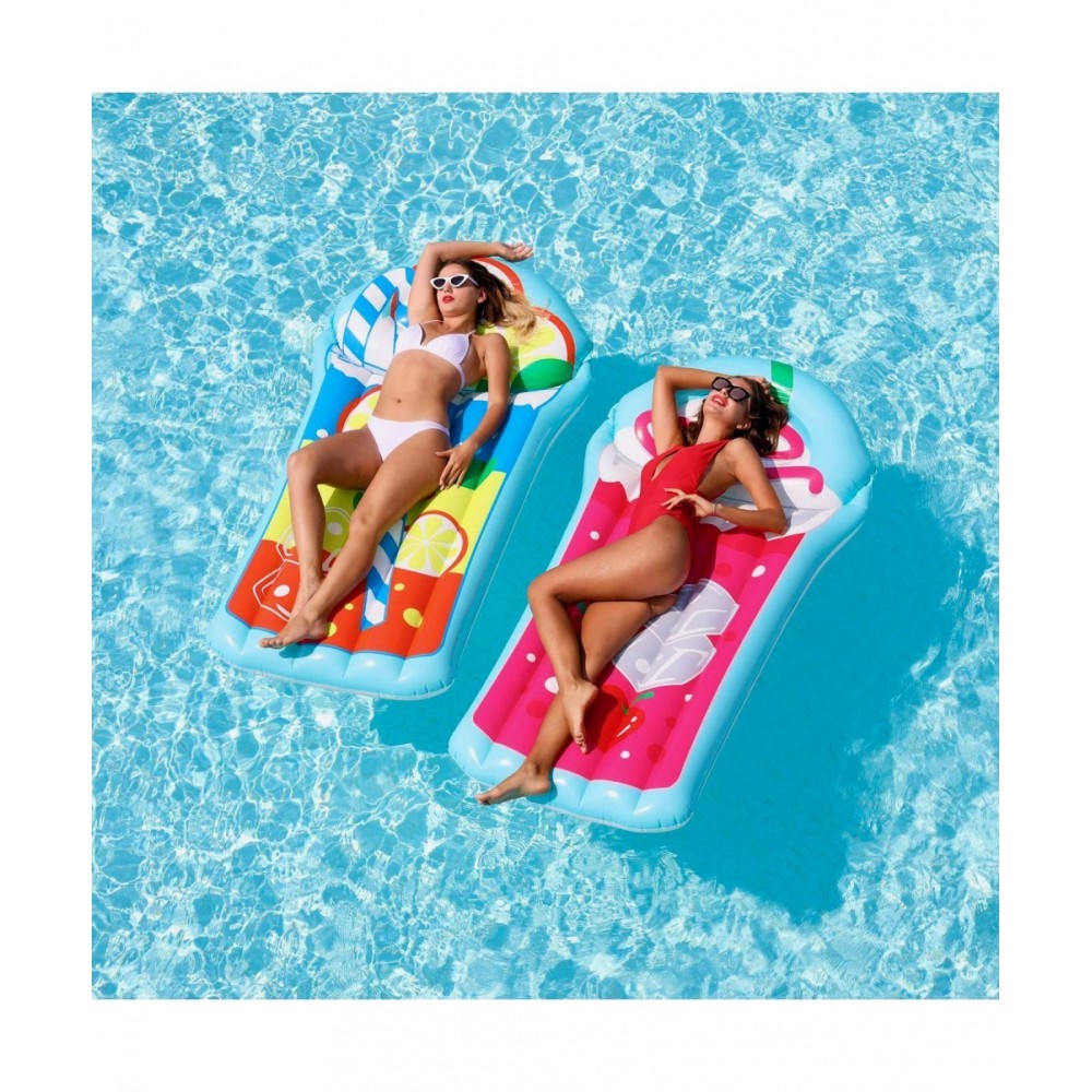 Pack 2 Matelas Gonflables d'Eau Géants, Ultra Confort, pour Piscine & Plage - Pack Twin Fresh Fruits 185 x 100 cm
