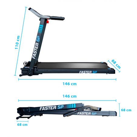 Tapis de Course Pliable Compact Faster SP - 1,5CV - 12 Programmes - Capteurs Cardiaque, Ecran LCD