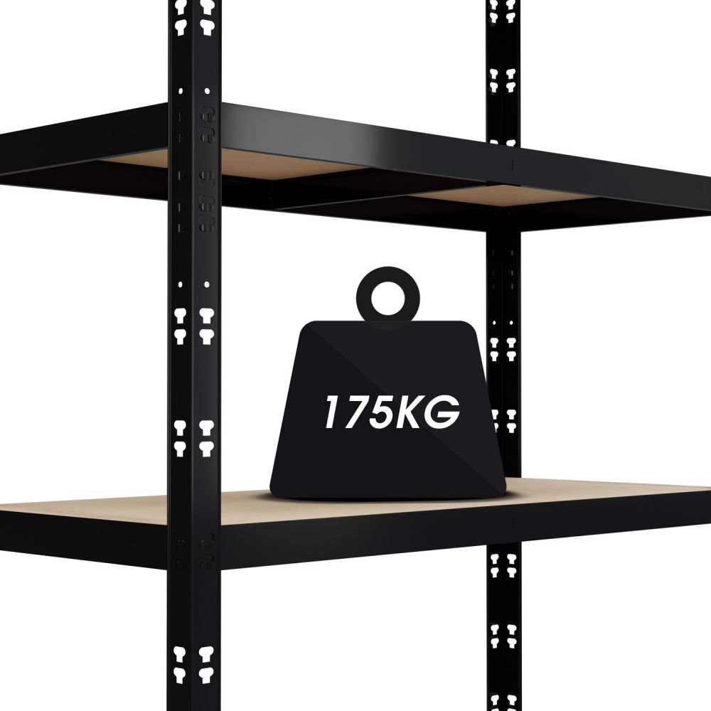 Étagères de rangement polyvalentes en métal - Charges Lourdes (lot de 2) - 180x90x40cm - Noir