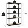 Étagère de rangement polyvalente en métal - Charges Lourdes - 180x120x40cm - Noir Étagère de rangement polyvalente en métal - Charges Lourdes - 180x120x40cm - Noir