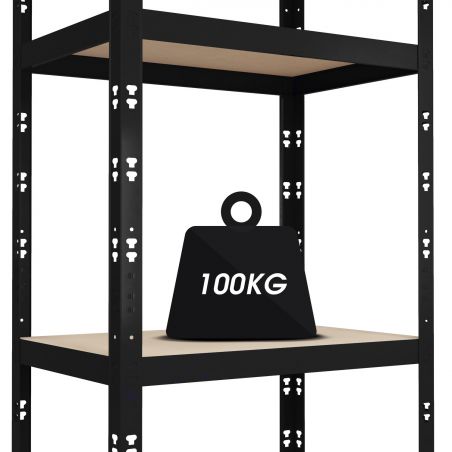 Étagère de rangement polyvalente en métal - Charges Lourdes - 180x60x40cm - Noir