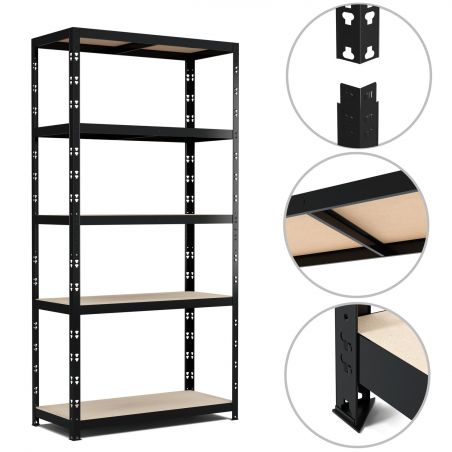 Étagère de rangement polyvalente en métal - Charges Lourdes - 180x90x40cm - Noir Étagère de rangement polyvalente en métal - Charges Lourdes - 180x90x40cm - Noir