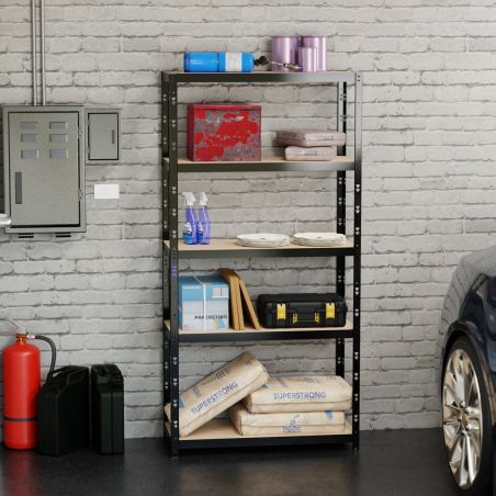 Étagère de rangement polyvalente en métal - Charges Lourdes - 180x90x40cm - Noir Étagère de rangement polyvalente en métal - Charges Lourdes - 180x90x40cm - Noir