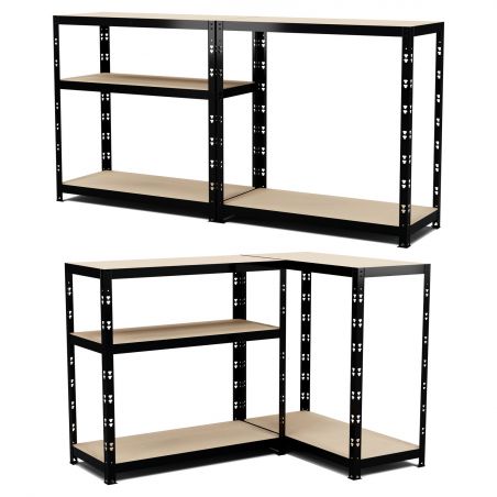 Étagère de rangement polyvalente en métal - Charges Lourdes - 180x90x40cm - Noir Étagère de rangement polyvalente en métal - Charges Lourdes - 180x90x40cm - Noir