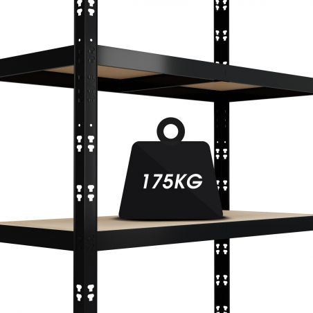 Étagère de rangement polyvalente en métal - Charges Lourdes - 180x90x40cm - Noir Étagère de rangement polyvalente en métal - Charges Lourdes - 180x90x40cm - Noir