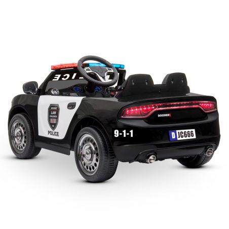 Voiture de Police Electrique DOODEE 2 x 30W - Marche AV / AR, Gyrophares & Mégaphone