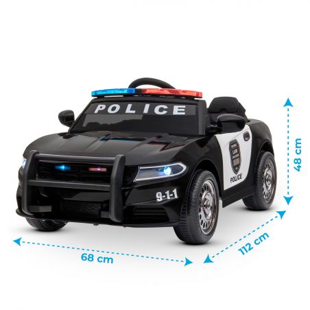 Voiture de Police Electrique DOODEE 2 x 30W - Marche AV / AR, Gyrophares & Mégaphone