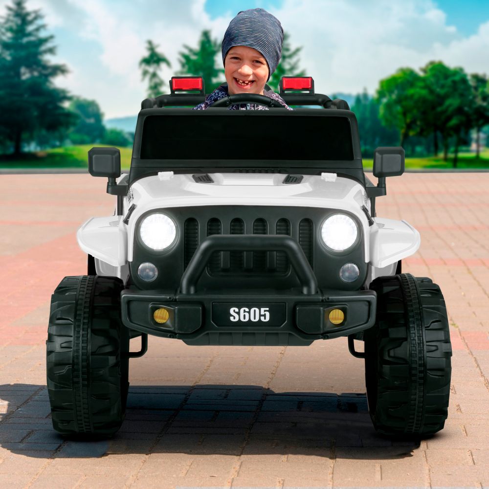 Voiture Electrique 4x4 Tout-Terrain pour Enfant 2x40W - Marche AV/AR, Phares et Système Audio