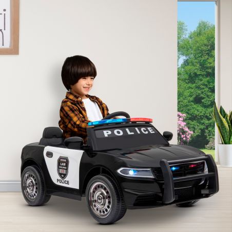 Voiture de Police Electrique DOODEE 2 x 30W - Marche AV / AR, Gyrophares & Mégaphone