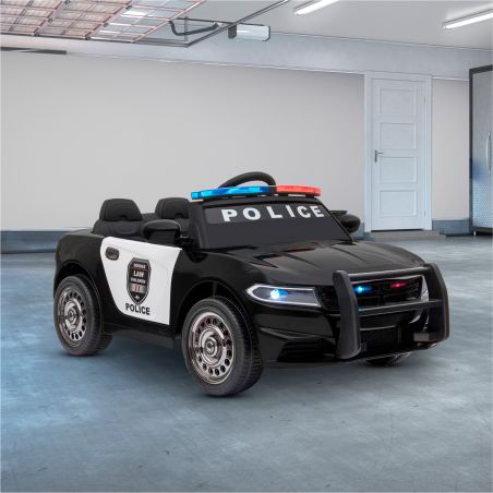 Voiture de Police Electrique 2 x 30W - Marche AV / AR, Gyrophares & Mégaphone