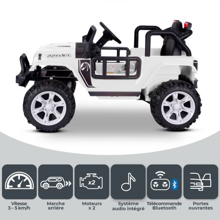 Voiture Electrique 4x4 Tout-Terrain pour Enfant 2x40W - Marche AV/AR, Phares et Système Audio