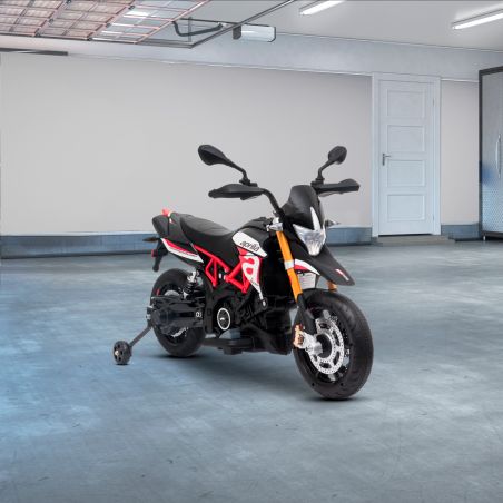 Moto Electrique Aprilia Dorsoduro 900 pour Enfant - avec Klaxon, Système Audio et Roulettes de soutien Moto Electrique Aprilia Dorsoduro 900 pour Enfant - avec Klaxon, Système Audio et Roulettes de soutien