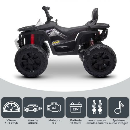 Quad Electrique 2x 40W pour Enfant - avec 4 Suspensions, Marche AV/AR et Système Audio Quad Electrique 2x 40W pour Enfant - avec 4 Suspensions, Marche AV/AR et Système Audio