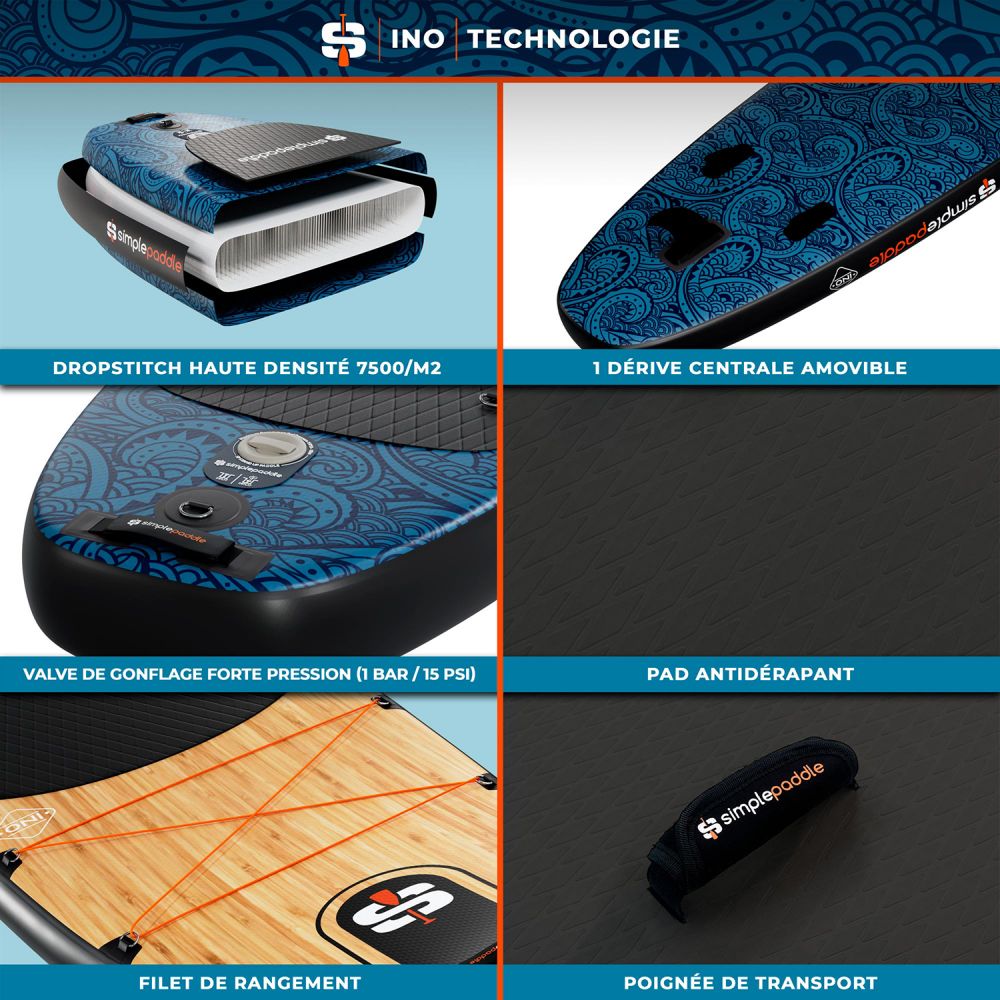 Pack Stand Up Paddle SIMPLE PADDLE OCEAN 10'6