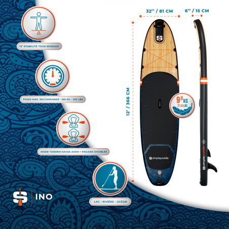 Pack Stand Up Paddle SIMPLE PADDLE OCEAN 10'6