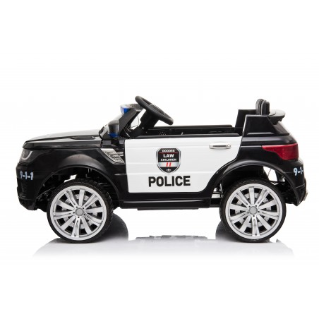 Voiture de Police Electrique 4x4 30W avec Système Audio, Indicateur de Batterie et Télécommande Parentale