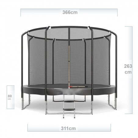 Trampoline Semi-Pro Jump4fun 12FT-366cm Noir