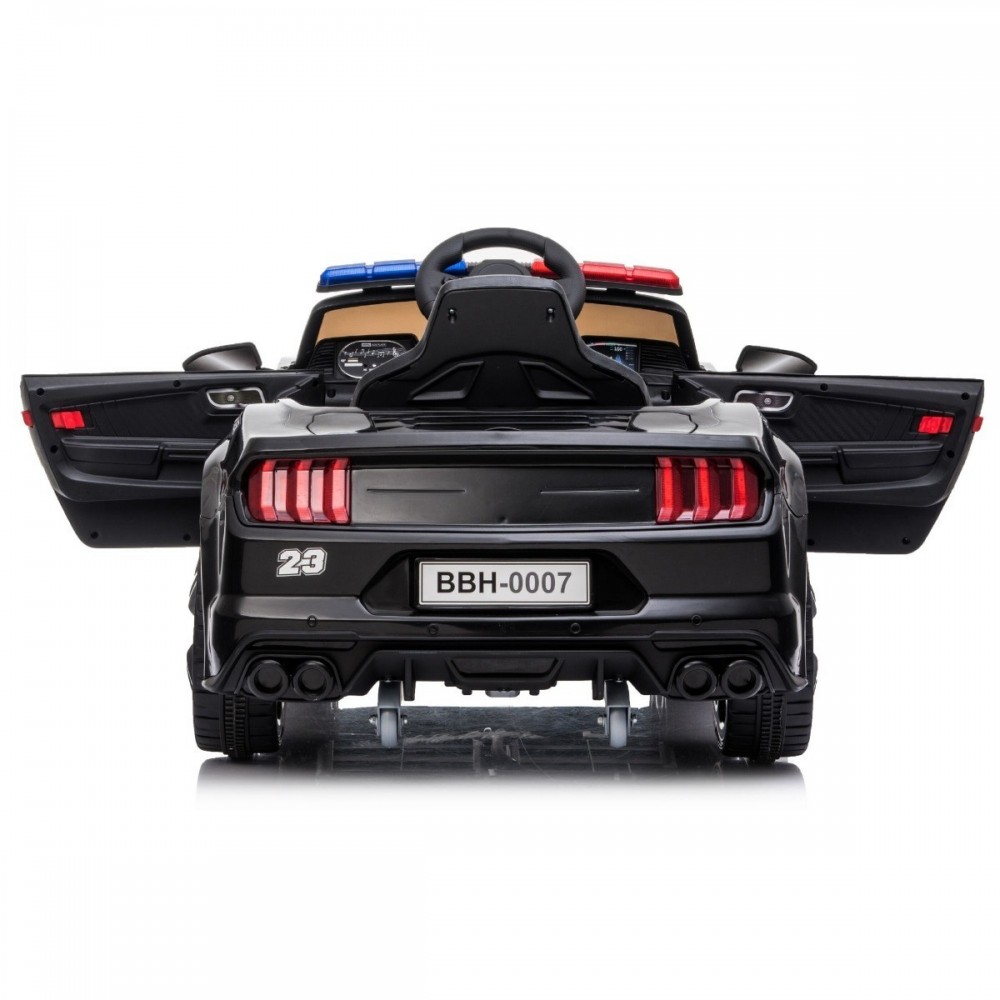 Voiture de Police Electrique GT-911 20W avec Système Audio, Mégaphone, Indicateur de Batterie et Télécommande Parentale