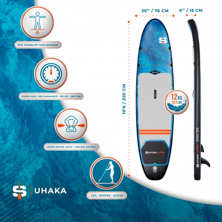 UHAKA 10'6 PACK STAND UP PADDLE