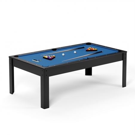 Billard Américain AMBIANCE 7Ft - 226,5 x 126,5 x 80 cm avec accessoires et plateau dînatoire - Couleur Noir