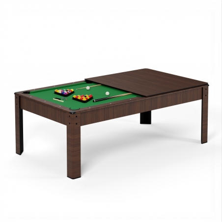 Billard Américain HARMONY 6Ft - 206,5 x 116,5 x 80 cm avec accessoires et plateau dînatoire - Couleur Chêne