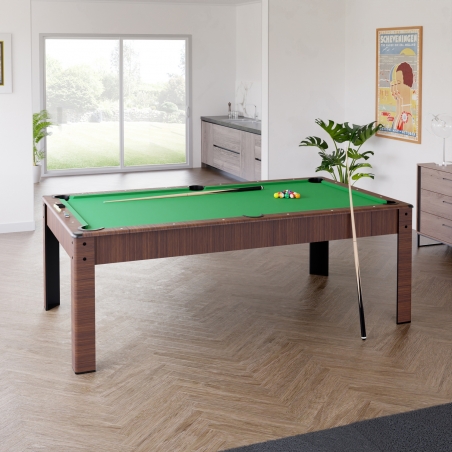 Billard Américain HARMONY 6Ft - 206,5 x 116,5 x 80 cm avec accessoires et plateau dînatoire - Couleur Chêne