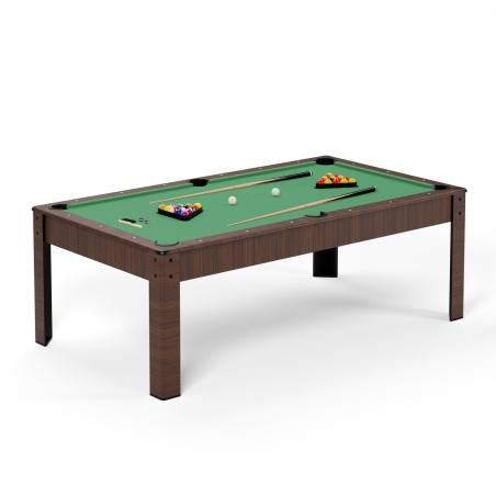 Billard Américain HARMONY 6Ft - 206,5 x 116,5 x 80 cm avec accessoires et plateau dînatoire - Couleur Chêne