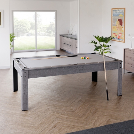 Billard Américain HARMONY 6Ft - 206,5 x 116,5 x 80 cm avec accessoires et plateau dînatoire - Gris