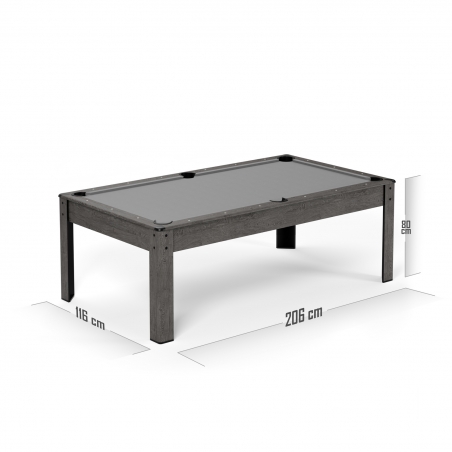 Billard Américain HARMONY 6Ft - 206,5 x 116,5 x 80 cm avec accessoires et plateau dînatoire - Gris