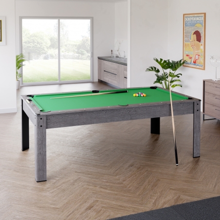Billard Américain AMBIANCE 7Ft - 226,5 x 126,5 x 80 cm avec accessoires et plateau dînatoire - Gris Billard Américain AMBIANCE 7Ft - 226,5 x 126,5 x 80 cm avec accessoires et plateau dînatoire - Gris