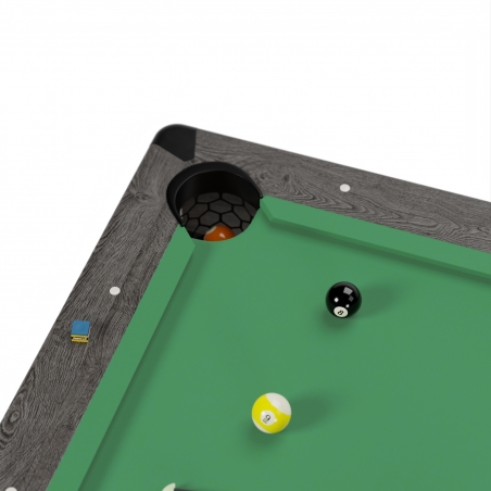 Billard Américain AMBIANCE 7Ft - 226,5 x 126,5 x 80 cm avec accessoires et plateau dînatoire - Gris Billard Américain AMBIANCE 7Ft - 226,5 x 126,5 x 80 cm avec accessoires et plateau dînatoire - Gris