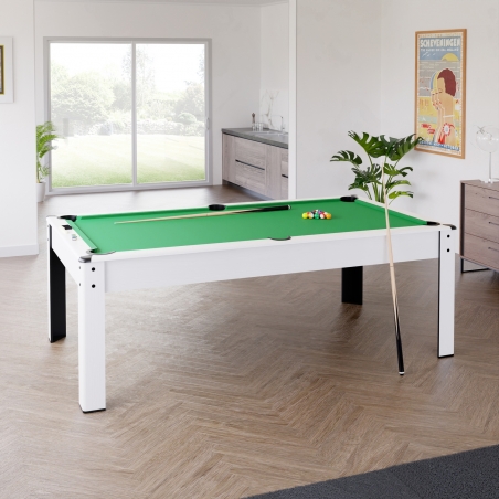 Billard Américain HARMONY 6Ft - 206,5 x 116,5 x 80 cm avec accessoires et plateau dînatoire - Couleur Ivoire