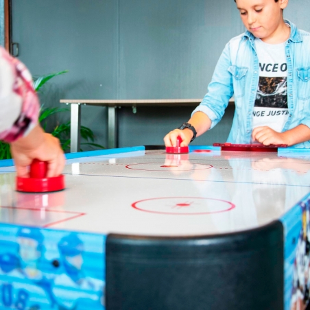 Air Hockey Teenager - Table de Air-Hockey avec système d'air pulsé 6-8W - 142 x 72x 81 cm - Bleu/Noir