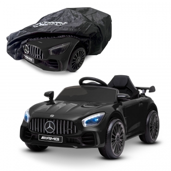 Voiture électrique Mercedes-AMG GTR 12V avec sa bâche de protection