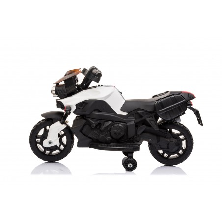 Moto Electrique pour Enfant - 90L x 42l x 58H cm - Roulettes de soutien, Marche AV/AR, Phares fonctionnels, Bruitages moteur