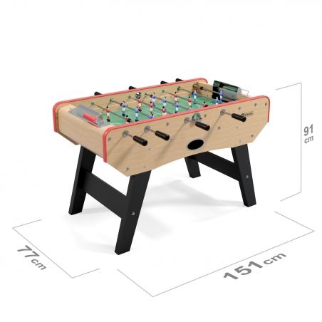 Babyfoot DELUXE type Bistrot - 151 x 77 x 91 cm - Table de Baby-foot avec barres téléscopiques et Balles Lièges Inclus